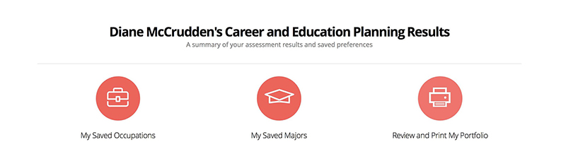 screenshot of the Career and Education Planning section of the Focus 2 dashboard
