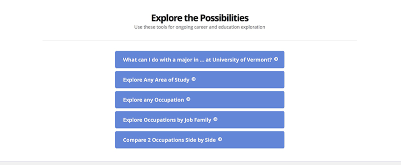 screenshot of the Explore the Possibilities section of the Focus 2 dashboard